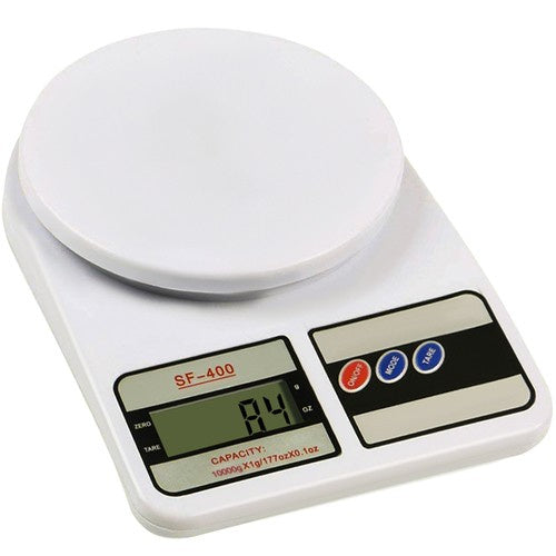 Digitale Küchenwaage 10 kg 1 g Präzision LCD Tara Weiß Aufhängeöse 14,5 cm