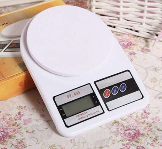 Digitale Küchenwaage 10 kg 1 g Präzision LCD Tara Weiß Aufhängeöse 14,5 cm