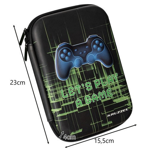 Federmäppchen Gaming EVA 3 Fächer Schwarz Kinder Schule Tablet Hülle 8,5 Zoll
