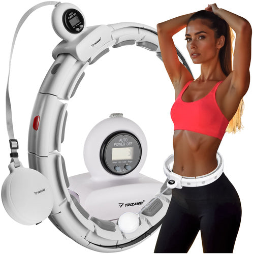 Hula-Hoop-Reifen mit Gewichten verstellbar Zählwerk Fitness weiß für Zuhause