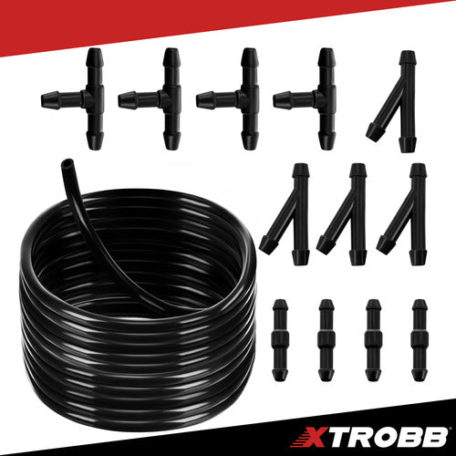 Scheibenwaschschlauch Reparaturset 2 m PVC 4/5 mm T-Stücke Y-Stücke schwarz