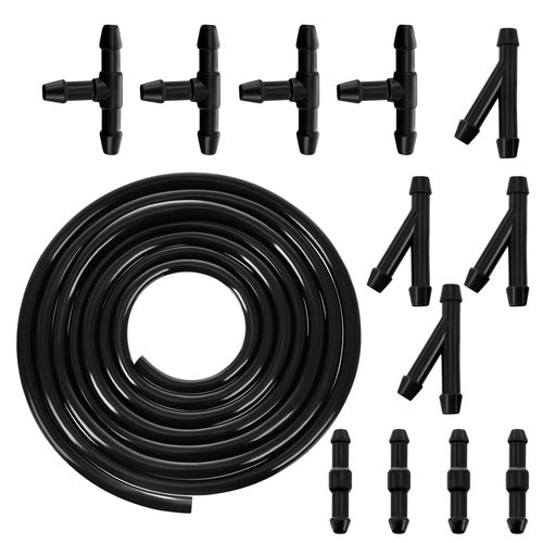 Scheibenwaschschlauch Reparaturset 2 m PVC 4/5 mm T-Stücke Y-Stücke schwarz