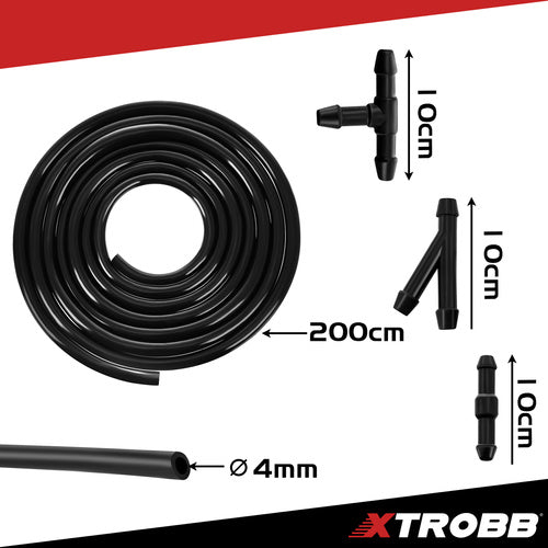 Scheibenwaschschlauch Reparaturset 2 m PVC 4/5 mm T-Stücke Y-Stücke schwarz
