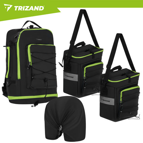 Fahrradtasche wasserdicht 65L 3-in-1 Gepäckträgertasche mit Regenhülle schwarz