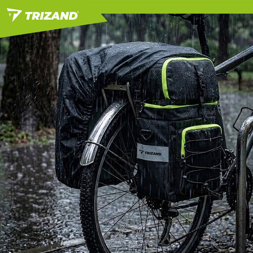 Fahrradtasche wasserdicht 65L 3-in-1 Gepäckträgertasche mit Regenhülle schwarz