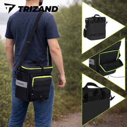 Fahrradtasche wasserdicht 65L 3-in-1 Gepäckträgertasche mit Regenhülle schwarz