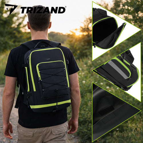 Fahrradtasche wasserdicht 65L 3-in-1 Gepäckträgertasche mit Regenhülle schwarz
