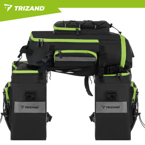 Fahrradtasche wasserdicht 65L 3-in-1 Gepäckträgertasche mit Regenhülle schwarz