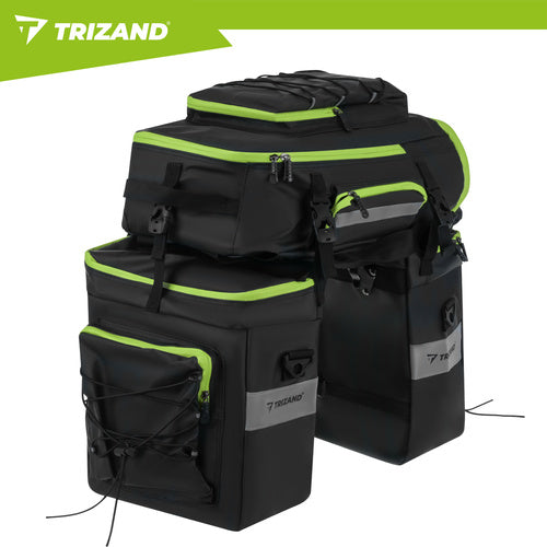 Fahrradtasche wasserdicht 65L 3-in-1 Gepäckträgertasche mit Regenhülle schwarz