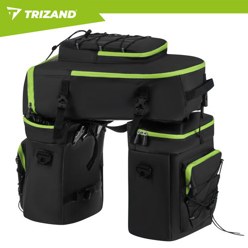Fahrradtasche wasserdicht 65L 3-in-1 Gepäckträgertasche mit Regenhülle schwarz