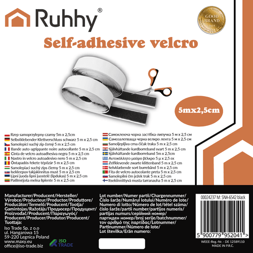 2 Teile selbstklebendes Klettband einfache Montage schwarz - Easy2sell - Deluxe
