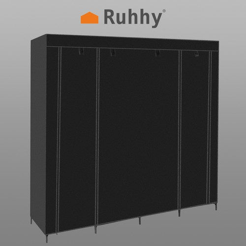 2 - teilige textile Garderobe mit 14 Regalen, schwarz - Easy2sell - Deluxe