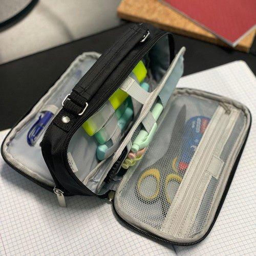 2 - teiliges Federmäppchen erweiterbar mit zwei Fächern schwarz - Easy2sell - Deluxe