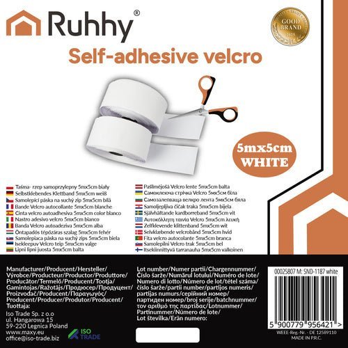 2 - teiliges selbstklebendes Klettband schnelle Montage weiß - Easy2sell - Deluxe