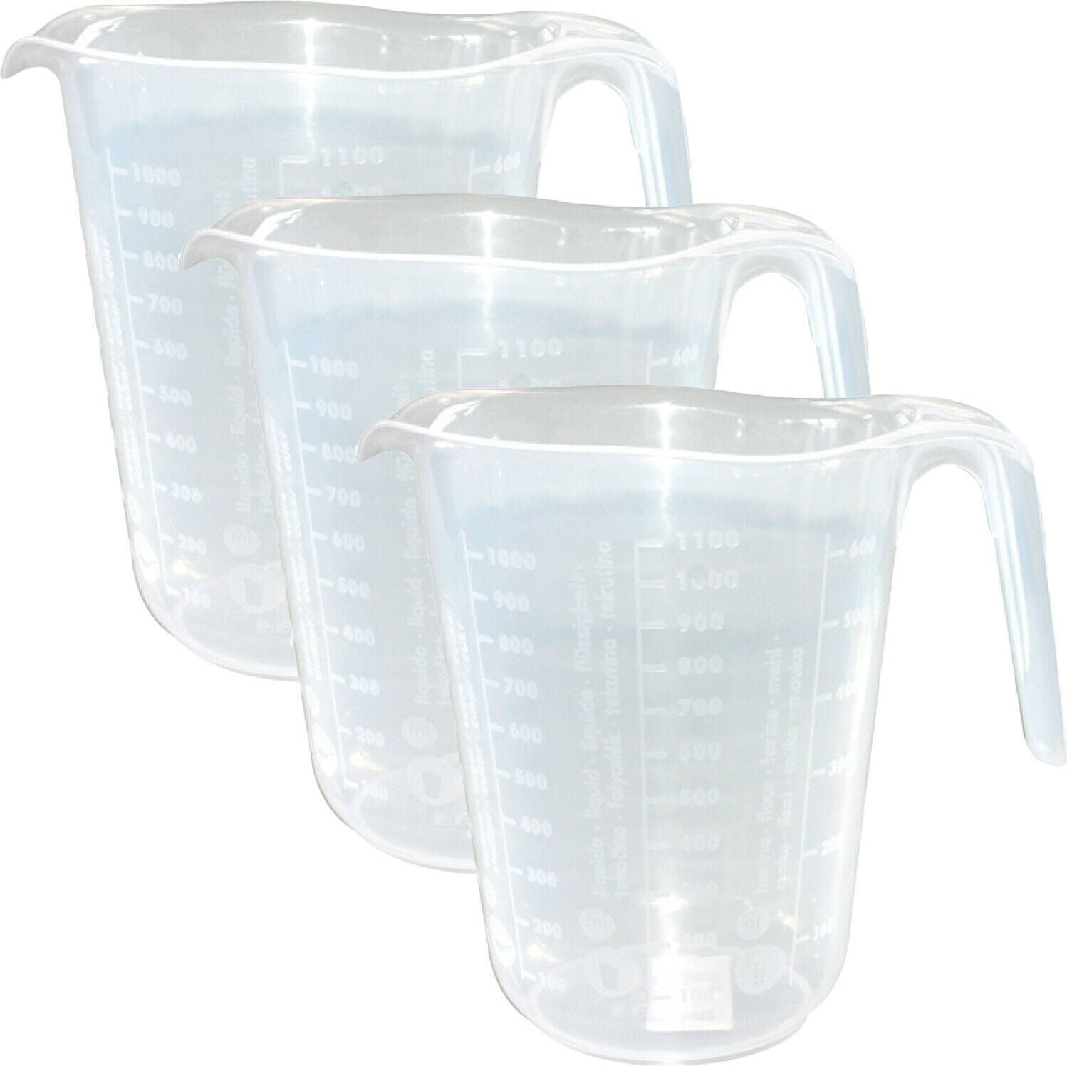 Messbecher Kunststoffmessbecher Kunststoff 1100 ml 1,1 l Messkanne 2er Set
