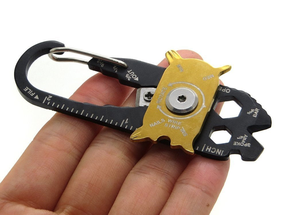 Karabiner Multitool Schlüsselanhänger 20in1 Edelstahl 8 cm 20 Funktionen Set