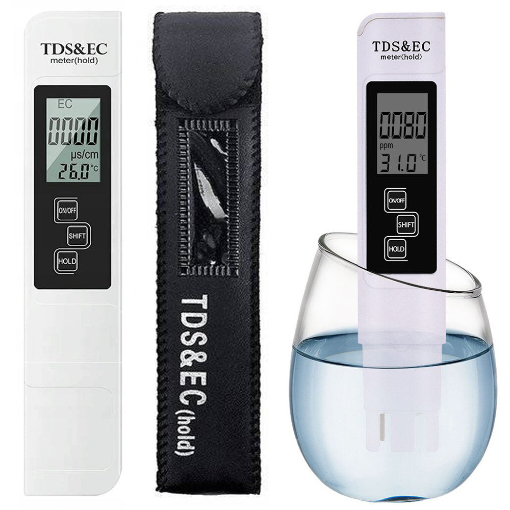 TDS Messgerät EC Leitfähigkeitsmessgerät Wasserqualität Temperatur HOLD µS/cm