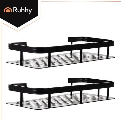 2er Set Badezimmerregal mit Wandmontage Schwarz - Easy2sell - Deluxe