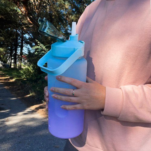 2L Wasserflasche mit Motivationsskala in Pastellblau - Easy2sell - Deluxe