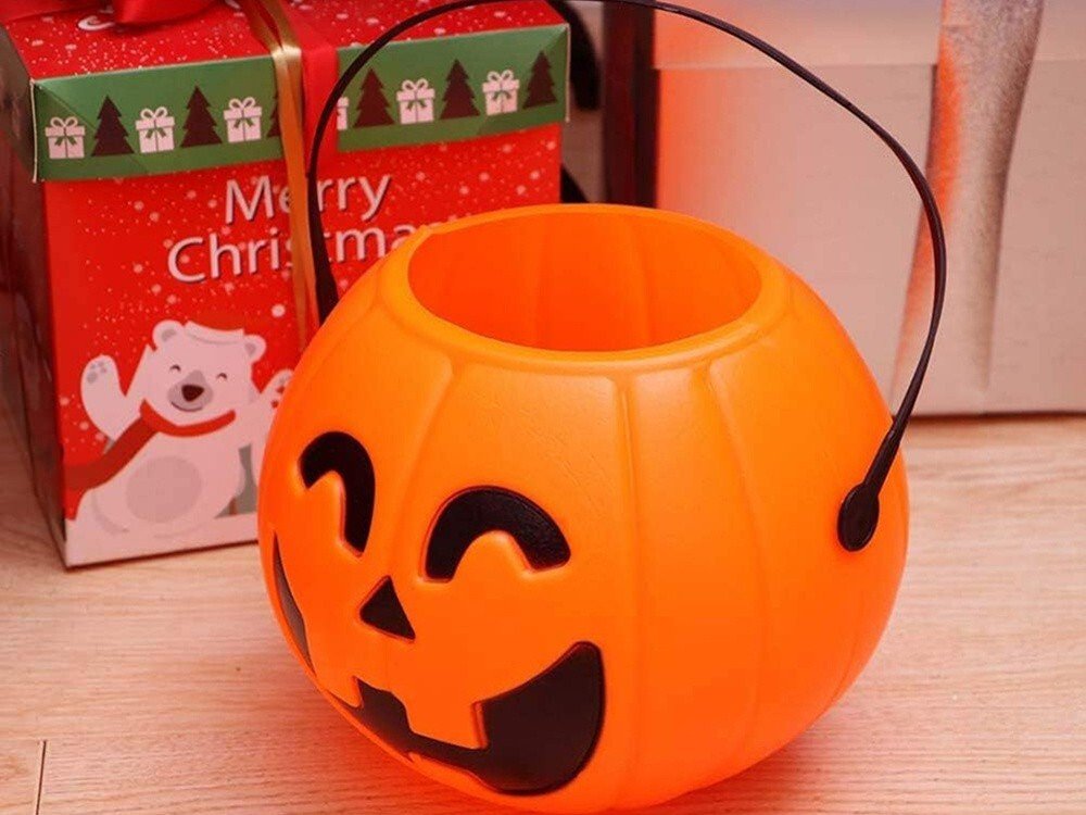 2x Halloween Eimer mit Henkel Kürbis Süßes oder Saures Süßigkeit Sammeln Kinder - Easy2sell - Deluxe