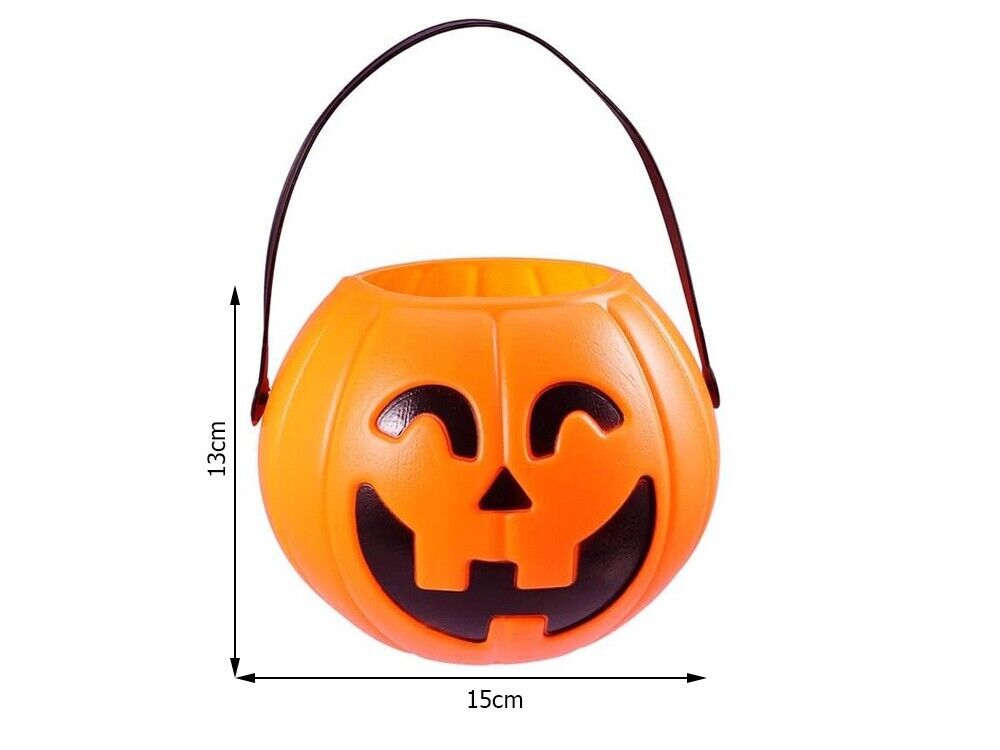 2x Halloween Eimer mit Henkel Kürbis Süßes oder Saures Süßigkeit Sammeln Kinder - Easy2sell - Deluxe