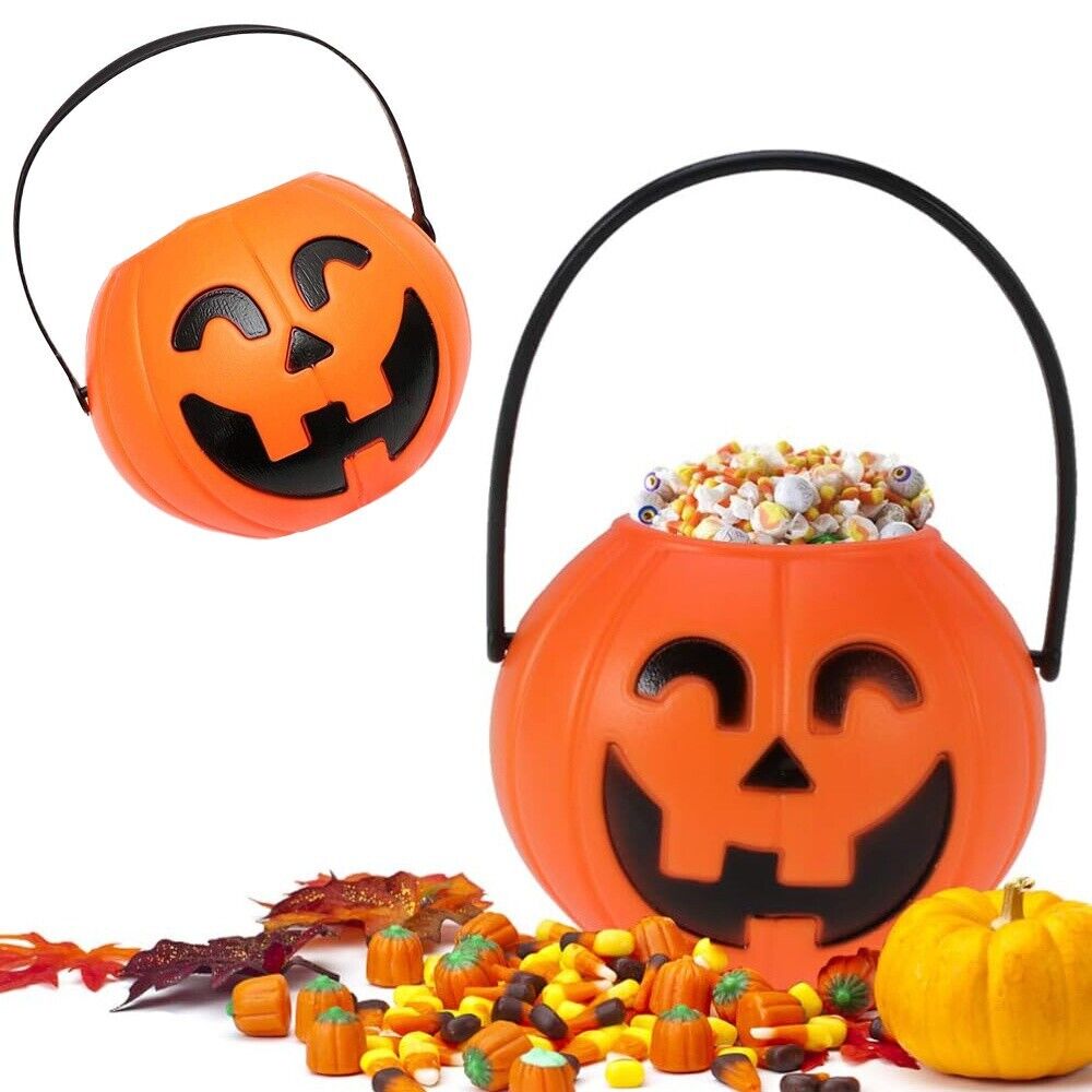 2x Halloween Eimer mit Henkel Kürbis Süßes oder Saures Süßigkeit Sammeln Kinder - Easy2sell - Deluxe