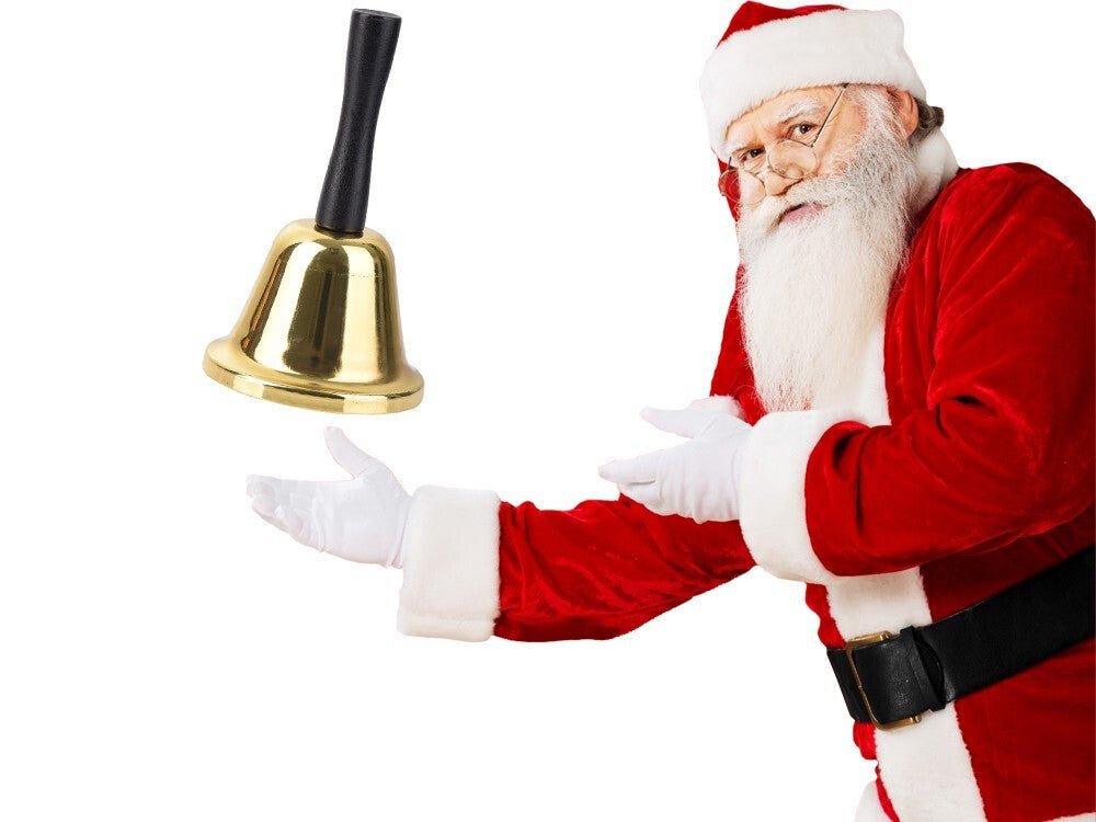 2x Tischglocke Weihnachtsglocke Handglocke Hotelglocke Nikolaus Glocke in Gold - Easy2sell - Deluxe
