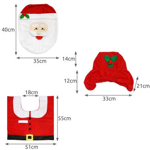 3 - teiliges Weihnachtsset für das Badezimmer mit Antirutsch - Funktion in Rot, Weiß, Grün - Easy2sell - Deluxe