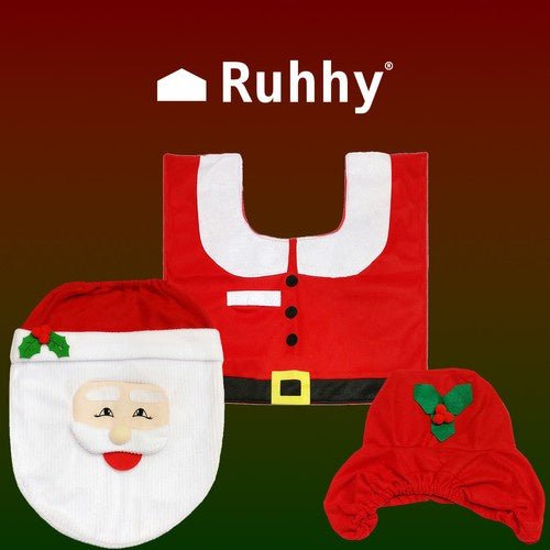 3 - teiliges Weihnachtsset für das Badezimmer mit Antirutsch - Funktion in Rot, Weiß, Grün - Easy2sell - Deluxe