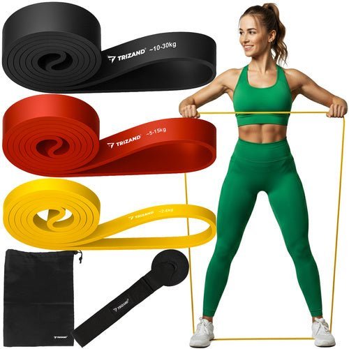 3 - tlg. Übungsbänder - Set mit Trainingsplan und Türhaken - schwarz - Easy2sell - Deluxe