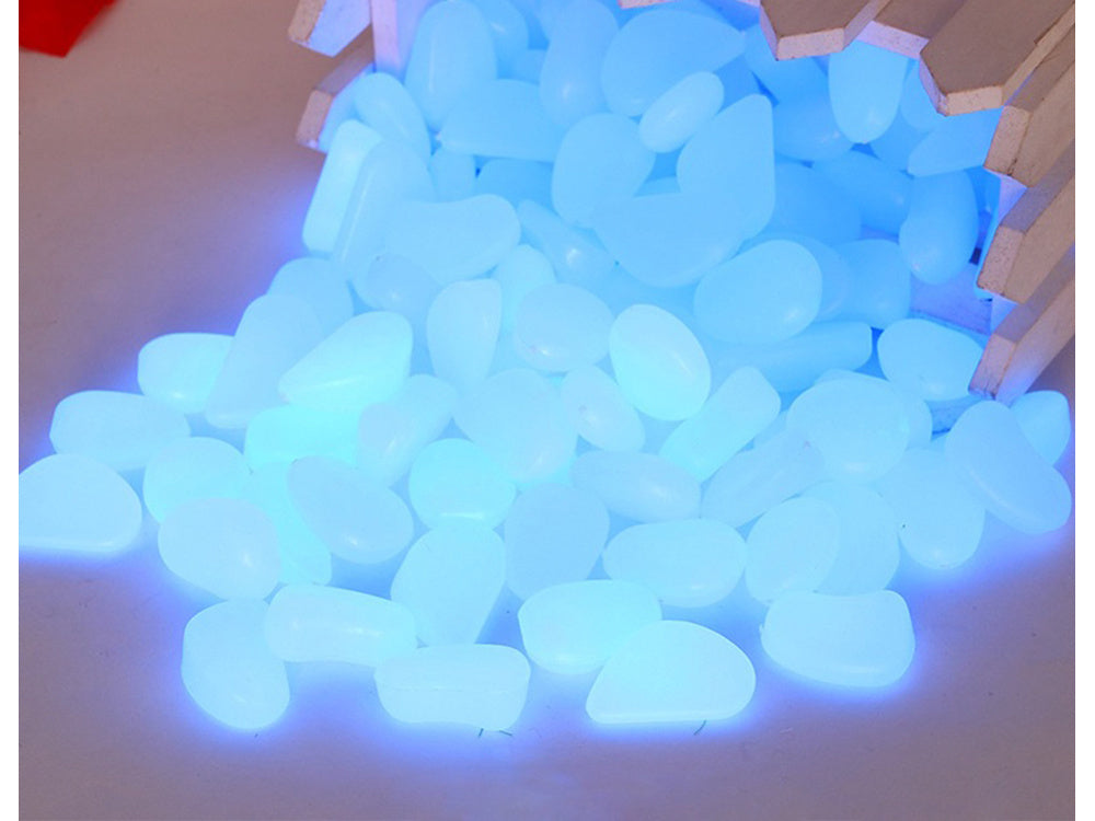 Leuchtsteine fluoreszierend 100 Stück weiß 2 cm Kieselsteine Garten Dekor