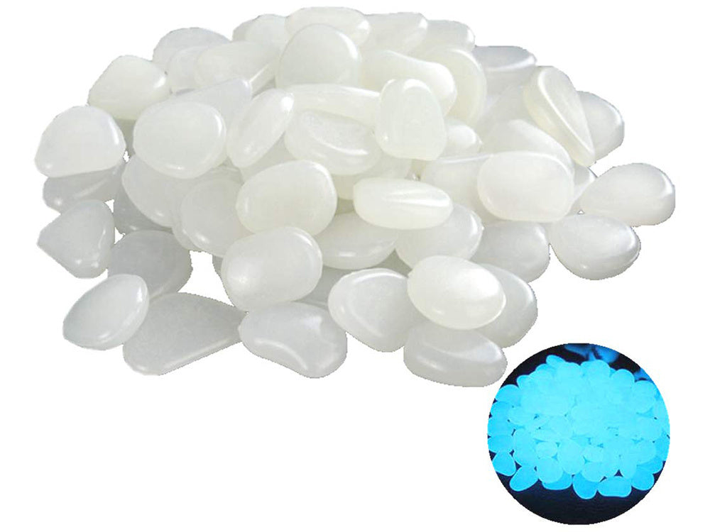 Leuchtsteine fluoreszierend 100 Stück weiß 2 cm Kieselsteine Garten Dekor