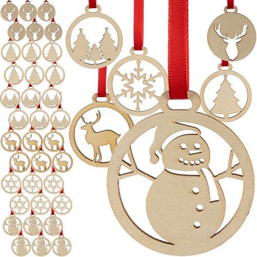36 Holzkugeln unzerbrechlich für Weihnachtsbaum braun/beige - Easy2sell - Deluxe