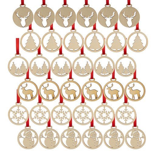 36 Holzkugeln unzerbrechlich für Weihnachtsbaum braun/beige - Easy2sell - Deluxe