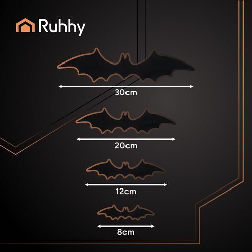3D Fledermaus Aufkleber Halloween Wanddeko Schwarz PVC Set 56 Stück - Easy2sell - Deluxe