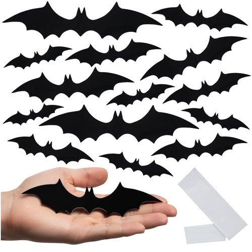 3D Fledermaus Aufkleber Halloween Wanddeko Schwarz PVC Set 56 Stück - Easy2sell - Deluxe