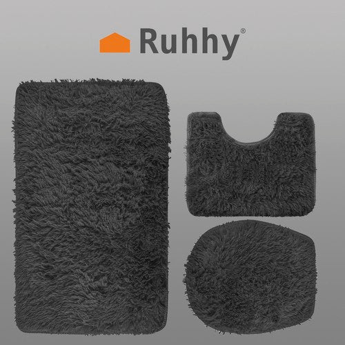 3er Badematten - Set mit rutschfester Unterseite grau - Easy2sell - Deluxe