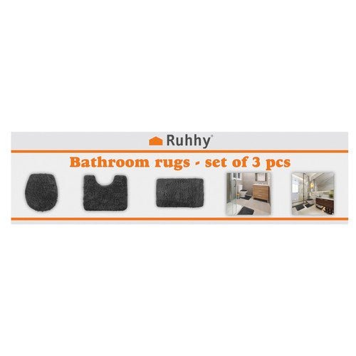 3er Badematten - Set mit rutschfester Unterseite grau - Easy2sell - Deluxe