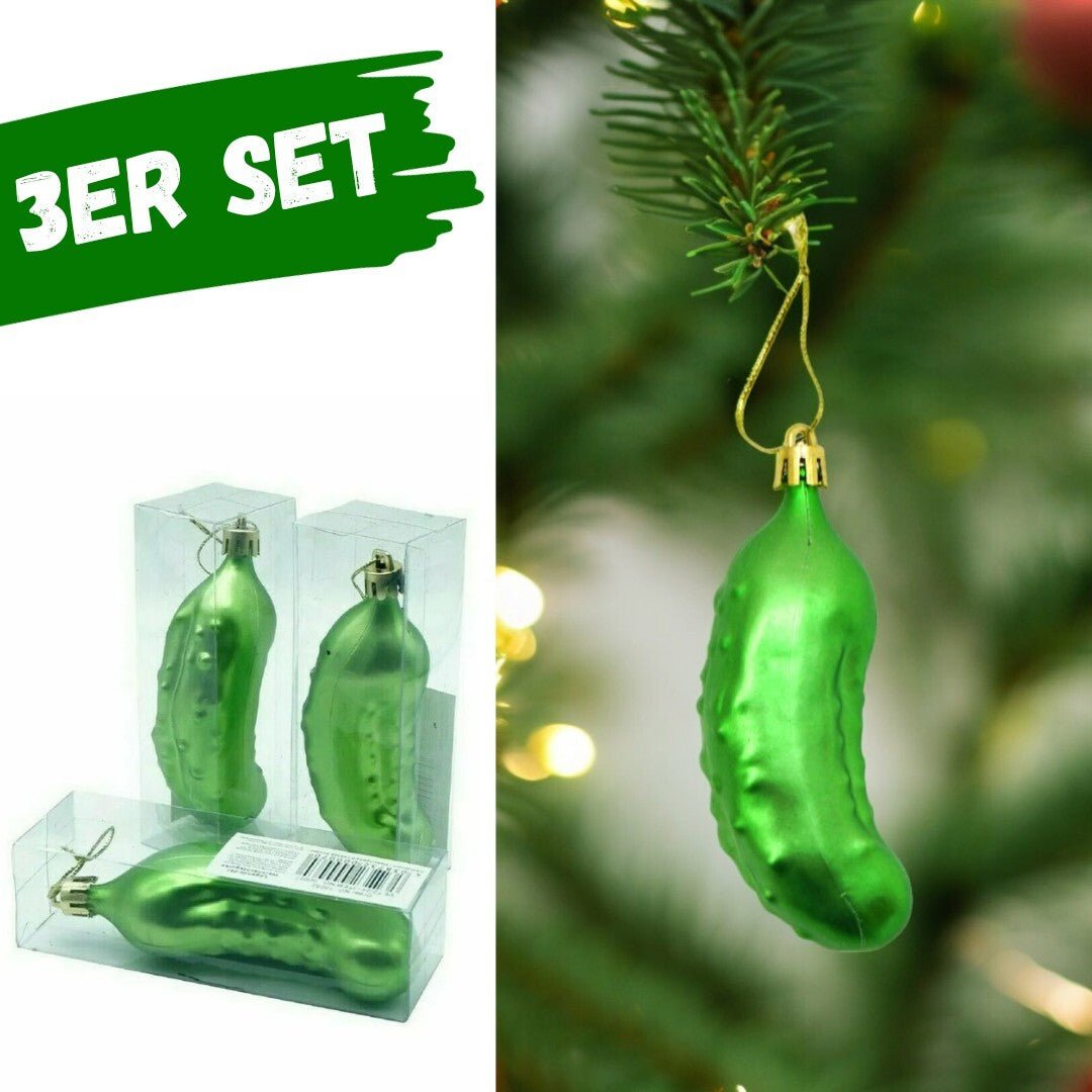 3x Weihnachtsgurke Gurke Anhänger Baumschmuck Weihnachten Tannenbaum Christbaum - Easy2sell - Deluxe