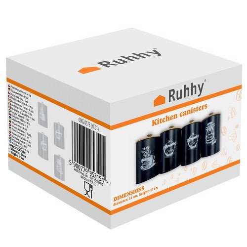 4 Küchenbehälter mit Silikondichtungen für frische Lebensmittel, mattschwarz - Easy2sell - Deluxe