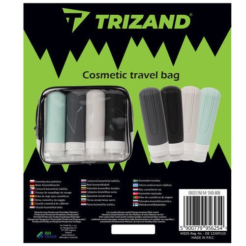 4 Reise - Kosmetikflaschen mit Kosmetiktasche, wasserdicht, schwarz - transparent - Easy2sell - Deluxe