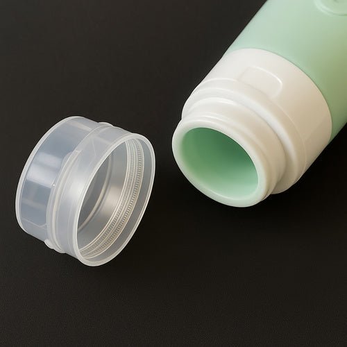 4 Reise - Kosmetikflaschen mit Kosmetiktasche, wasserdicht, schwarz - transparent - Easy2sell - Deluxe