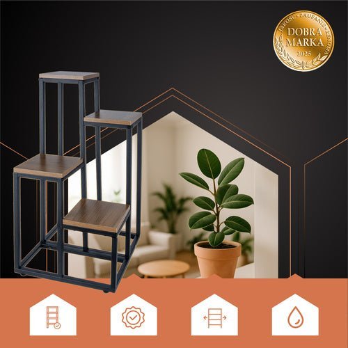 4 - stöckiger Blumenständer mit stabilem Design schwarz - Easy2sell - Deluxe