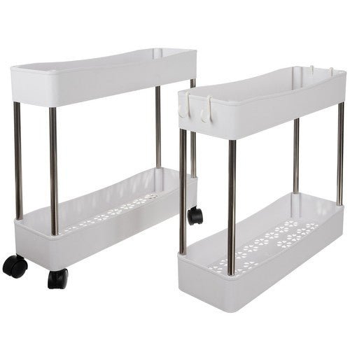 4 - stufiges Küchen - /Badregal auf Rollen mit Haken weiß - Easy2sell - Deluxe