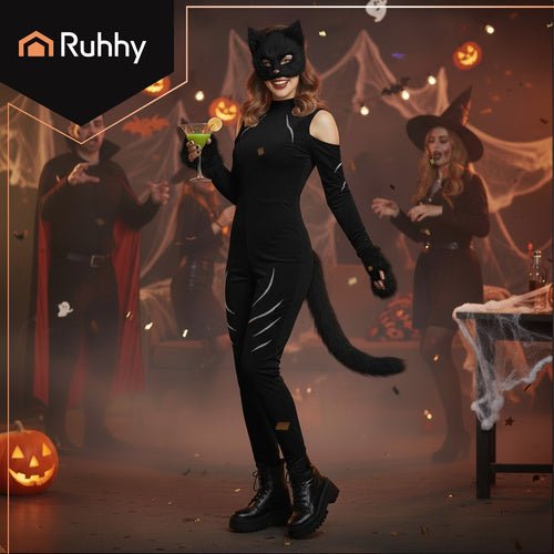 4 - teiliges Katzen - /Fuchskostüm, schwarz, Ruhhy 26248 - Easy2sell - Deluxe