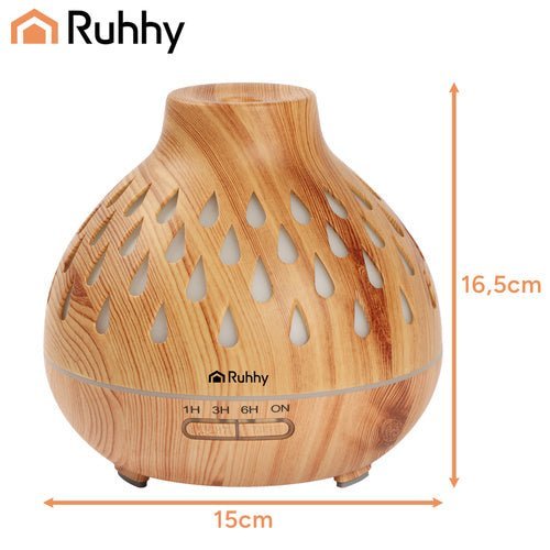 400 ml Aroma - Diffusor mit Ultraschalltechnologie und LED - Hintergrundbeleuchtung in Holzoptik - Easy2sell - Deluxe