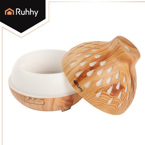400 ml Aroma - Diffusor mit Ultraschalltechnologie und LED - Hintergrundbeleuchtung in Holzoptik - Easy2sell - Deluxe