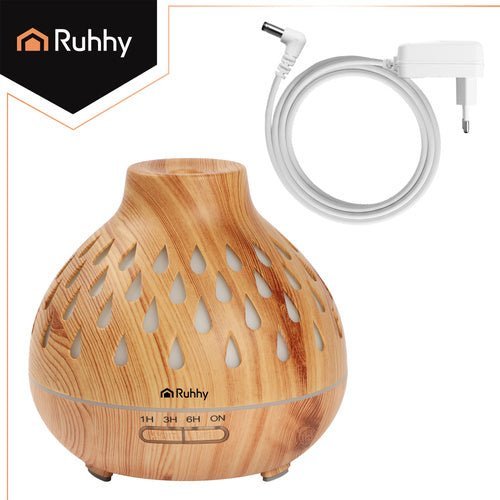 400 ml Aroma - Diffusor mit Ultraschalltechnologie und LED - Hintergrundbeleuchtung in Holzoptik - Easy2sell - Deluxe