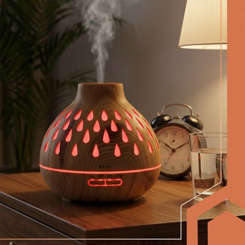 400 ml Aroma - Diffusor mit Ultraschalltechnologie und LED - Hintergrundbeleuchtung in Holzoptik - Easy2sell - Deluxe