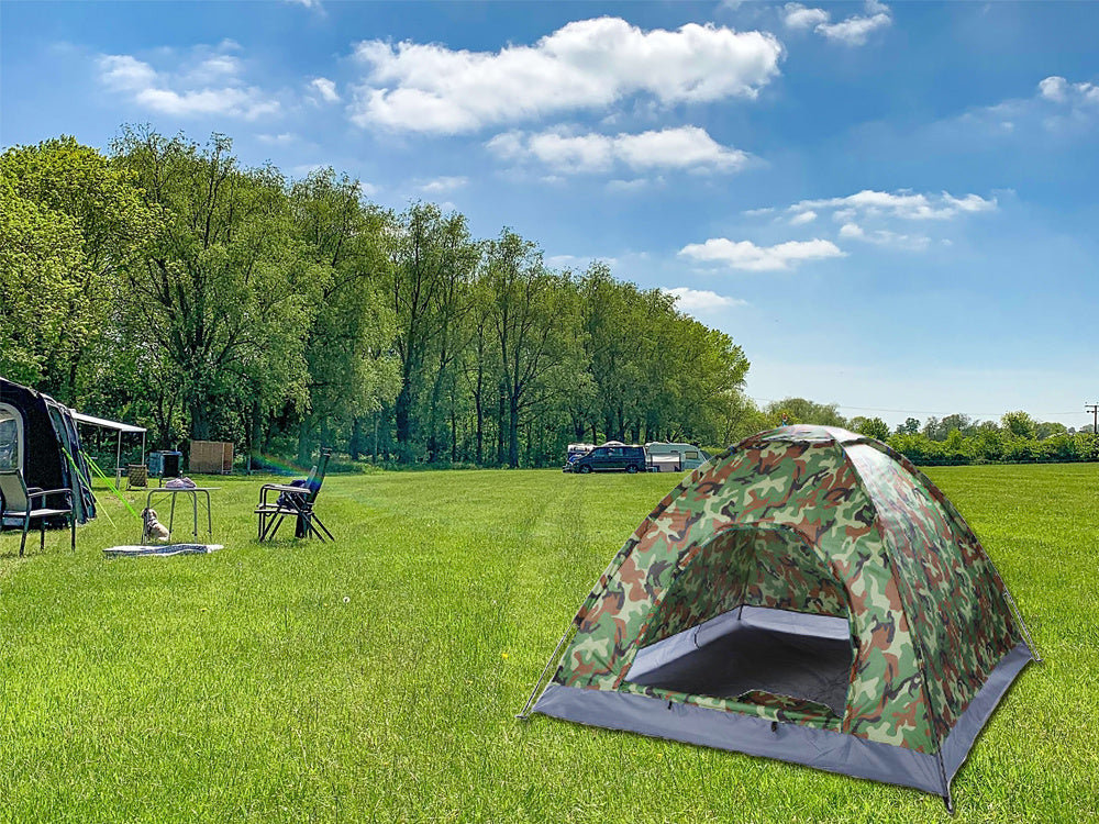Zelt 2-3 Personen dunkelgrau wasserdicht Moskitonetz Camping Wanderzelt leicht